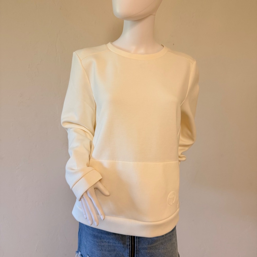 T by Talbots Women's Cream Ivory Long Sleeve Pleated Back Sweatshirt XL Petite